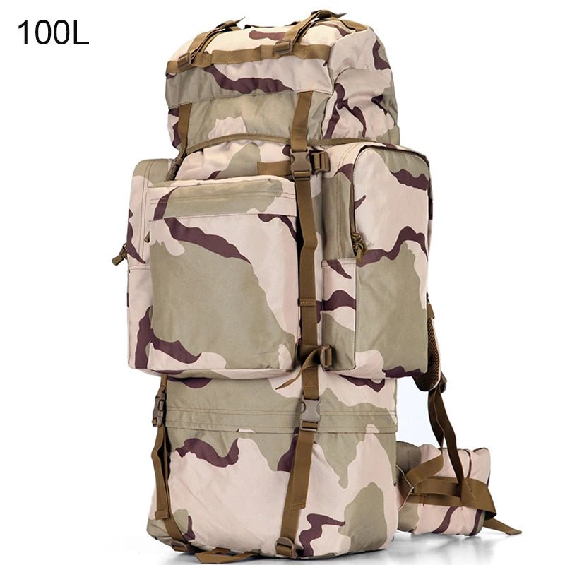 Sac à dos tactique avec housse de pluie 100L résistant 900D "L&Q Army - BL023" - Planète Rando