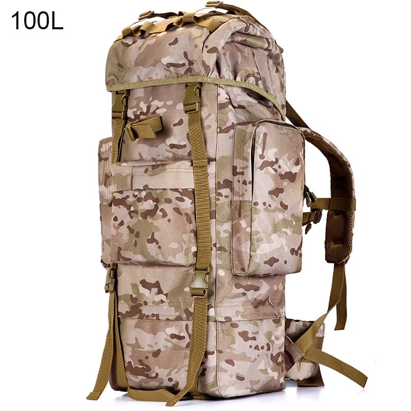 Sac à dos tactique avec housse de pluie 100L résistant 900D "L&Q Army - BL023" - Planète Rando