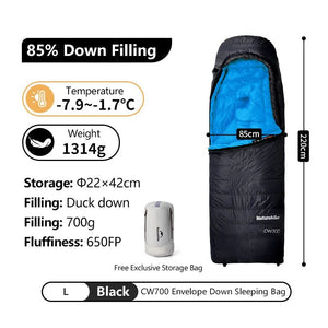 Sac de couchage léger 85% en duvet de canard 650FP à partir de 760g "Naturehike - CW series" - Planète Rando