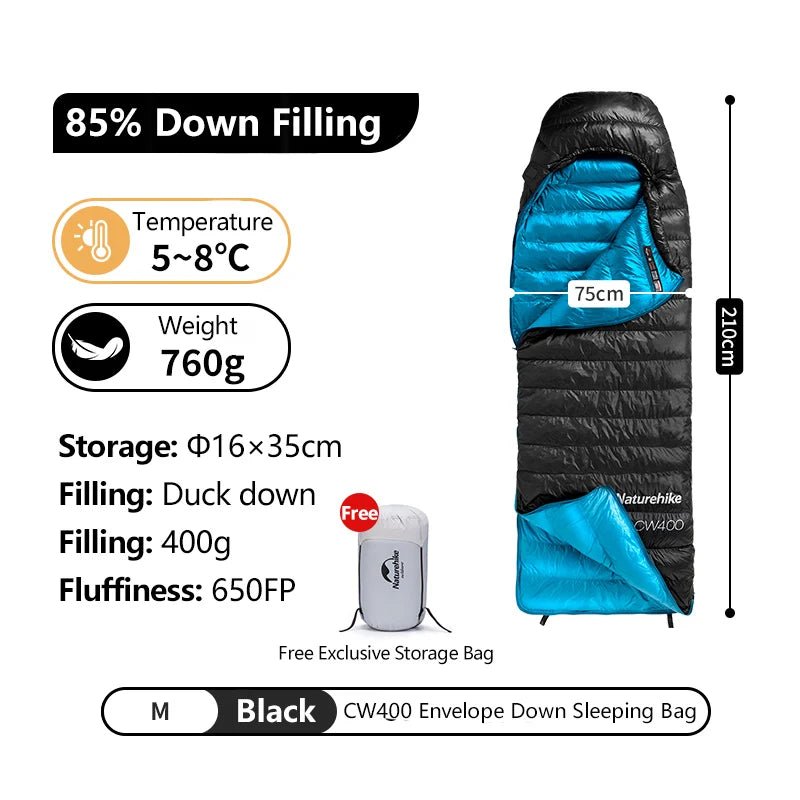 Sac de couchage léger 85% en duvet de canard 650FP à partir de 760g "Naturehike - CW series" - Planète Rando
