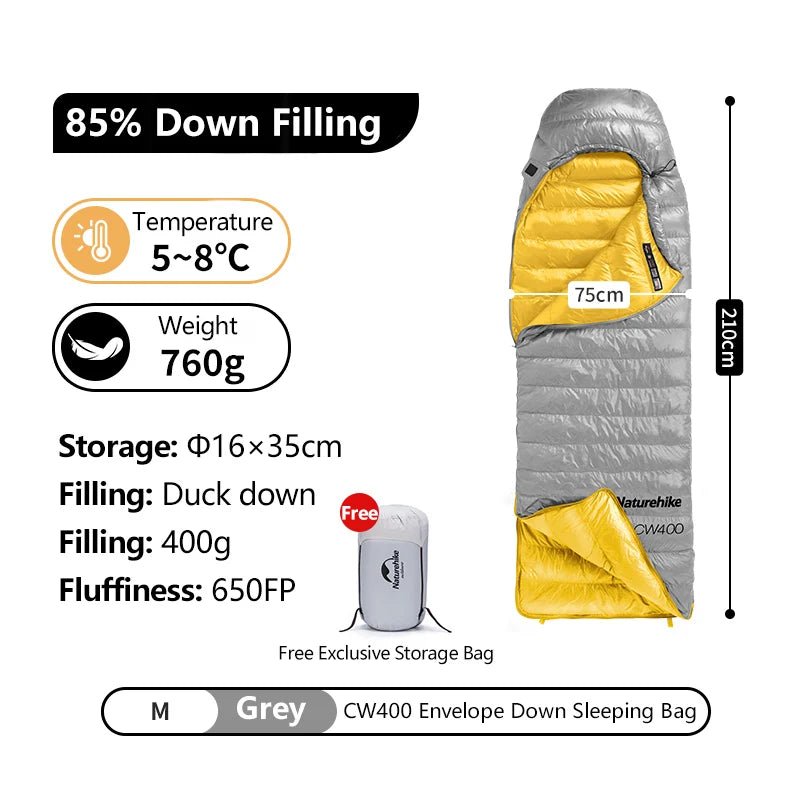 Sac de couchage léger 85% en duvet de canard 650FP à partir de 760g "Naturehike - CW series" - Planète Rando