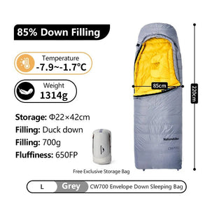 Sac de couchage léger 85% en duvet de canard 650FP à partir de 760g "Naturehike - CW series" - Planète Rando