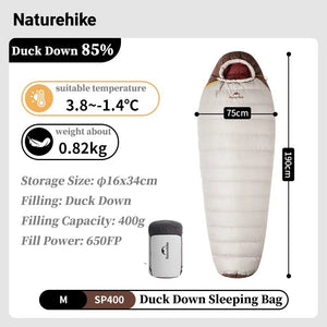 Sac de couchage ultraléger en Duvet de Canard 650FP à partir de 820g "Naturehike - Snowbird series" - Planète Rando