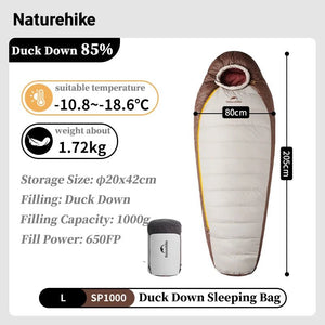 Sac de couchage ultraléger en Duvet de Canard 650FP à partir de 820g "Naturehike - Snowbird series" - Planète Rando