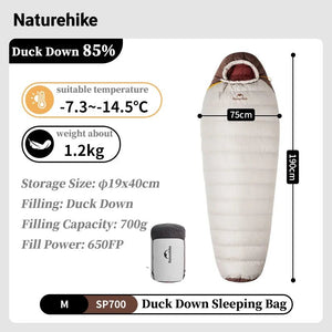 Sac de couchage ultraléger en Duvet de Canard 650FP à partir de 820g "Naturehike - Snowbird series" - Planète Rando