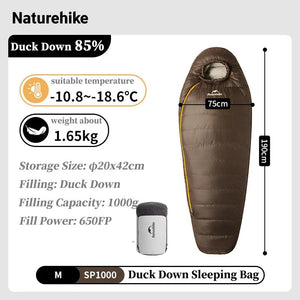 Sac de couchage ultraléger en Duvet de Canard 650FP à partir de 820g "Naturehike - Snowbird series" - Planète Rando