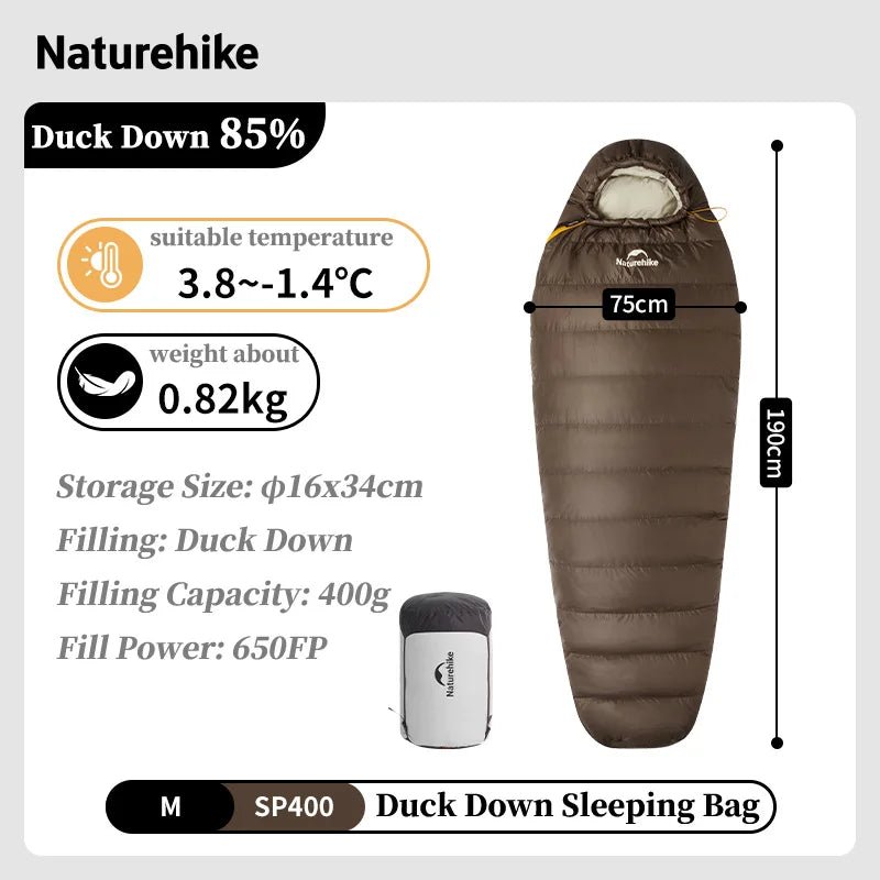 Sac de couchage ultraléger en Duvet de Canard 650FP à partir de 820g "Naturehike - Snowbird series" - Planète Rando