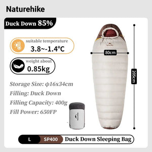 Sac de couchage ultraléger en Duvet de Canard 650FP à partir de 820g "Naturehike - Snowbird series" - Planète Rando