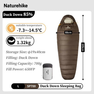 Sac de couchage ultraléger en Duvet de Canard 650FP à partir de 820g "Naturehike - Snowbird series" - Planète Rando