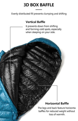 Sac de couchage ultralight en duvet de canard 800 FP & nylon imperméable RDS "Widesea - DS Series" - Planète Rando