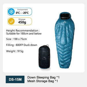 Sac de couchage ultralight en duvet de canard 800 FP & nylon imperméable RDS "Widesea - DS Series" - Planète Rando