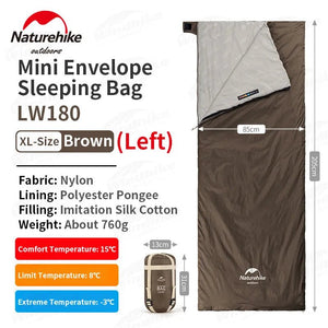 Sac de couchage ultralight & imperméable +15°C (à partir de 680g) "Naturehike - LW180" - Planète Rando
