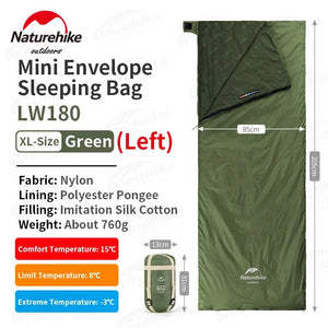Sac de couchage ultralight & imperméable +15°C (à partir de 680g) "Naturehike - LW180" - Planète Rando
