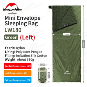 Sac de couchage ultralight & imperméable +15°C (à partir de 680g) "Naturehike - LW180" - Planète Rando