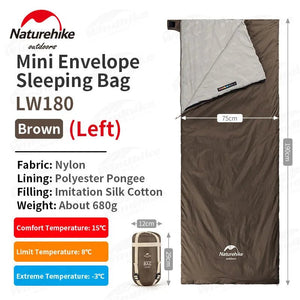 Sac de couchage ultralight & imperméable +15°C (à partir de 680g) "Naturehike - LW180" - Planète Rando