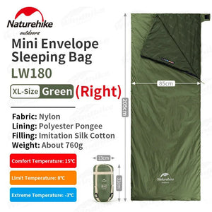 Sac de couchage ultralight & imperméable +15°C (à partir de 680g) "Naturehike - LW180" - Planète Rando