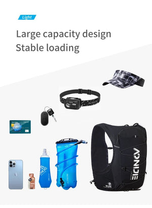 Sac de course et hydratation trail / marathon / randonnée unisexe 10L "AONIJIE - Confort zone 10" - Planète Rando
