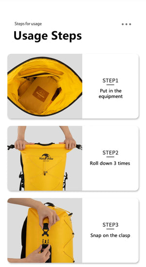 Sac étanche en TPU IPX6 avec séparation humide et sec pour la plongée, la natation, le rafting "Naturehike - TB03" - Planète Rando