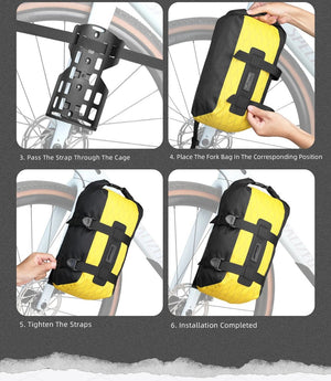 Sacoche de fourche avant de vélo à dégagement rapide, étanche pour vélo supporte jusqu'à 15 kg "Rhinowalk - Wilderness BHD0013" - Planète Rando