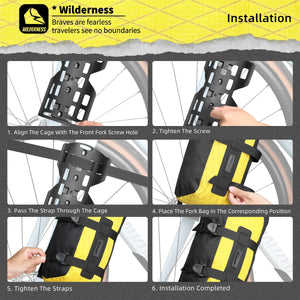 Sacoche de fourche avant de vélo à dégagement rapide, étanche pour vélo supporte jusqu'à 15 kg "Rhinowalk - Wilderness BHD0013" - Planète Rando