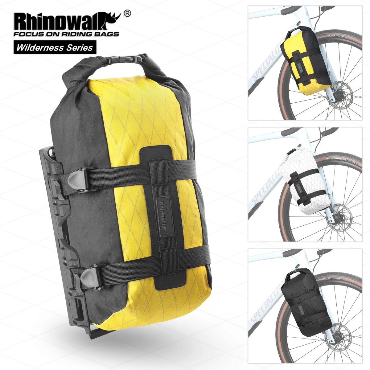 Sacoche de fourche avant de vélo à dégagement rapide, étanche pour vélo supporte jusqu'à 15 kg "Rhinowalk - Wilderness BHD0013" - Planète Rando