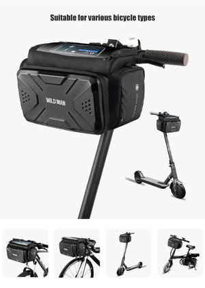 Sacoche de guidon avec pochette pour carte ou écran tactile "WILD MAN – GS6" - Planète Rando