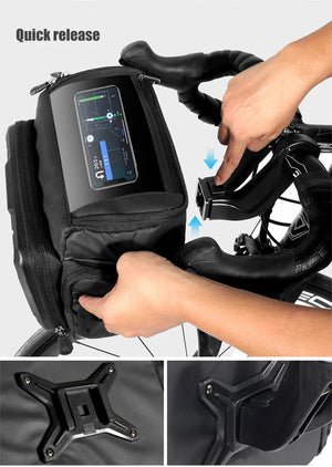 Sacoche de guidon avec pochette pour carte ou écran tactile "WILD MAN – GS6" - Planète Rando