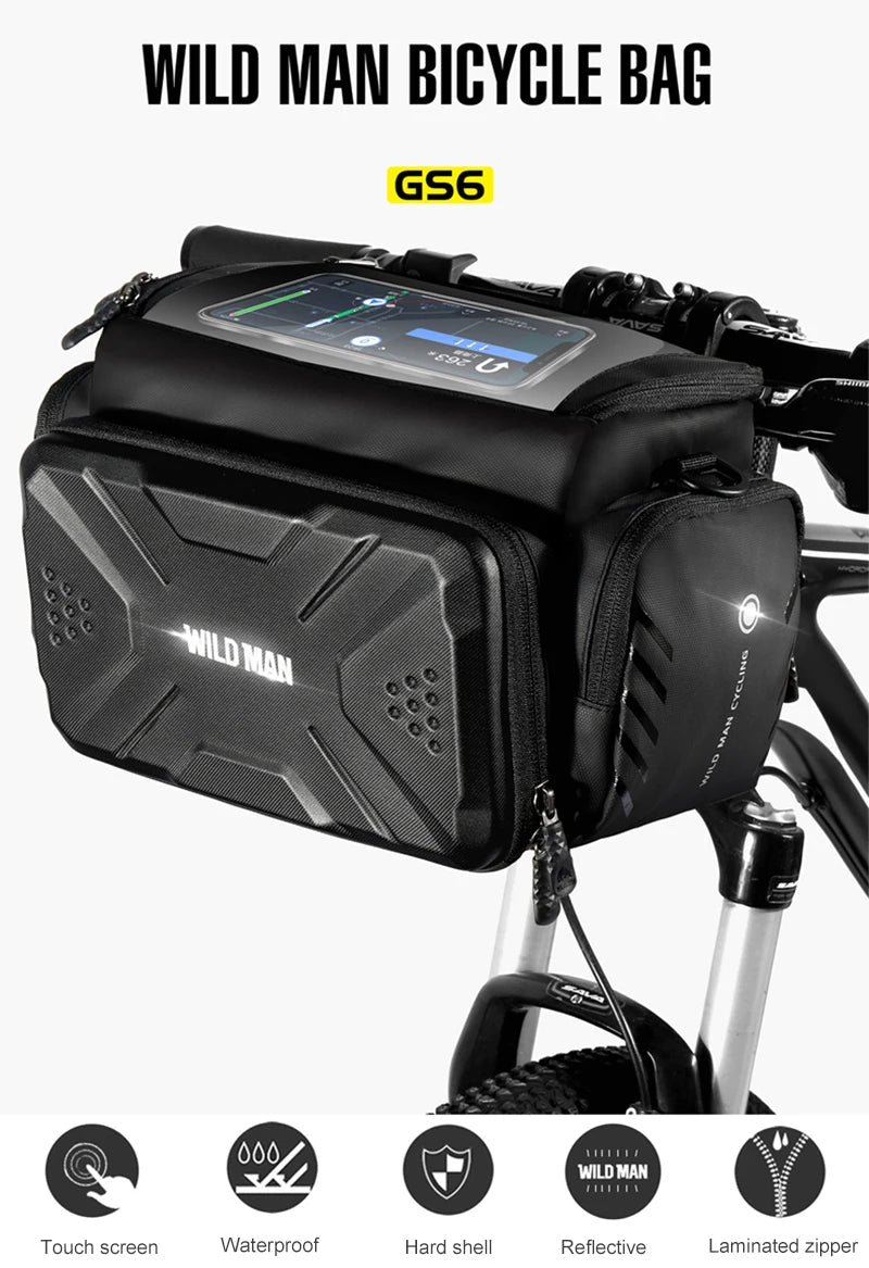 Sacoche de guidon avec pochette pour carte ou écran tactile "WILD MAN – GS6" - Planète Rando