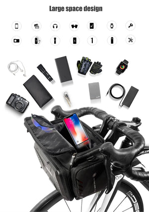 Sacoche de guidon avec pochette pour carte ou écran tactile "WILD MAN – GS6" - Planète Rando