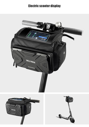 Sacoche de guidon avec pochette pour carte ou écran tactile "WILD MAN – GS6" - Planète Rando