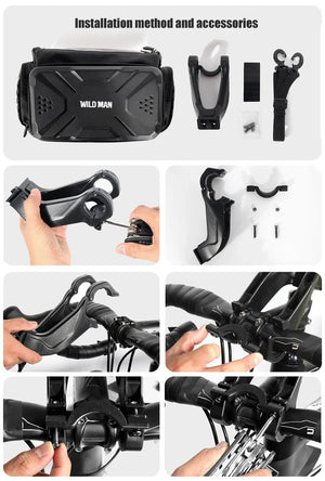 Sacoche de guidon avec pochette pour carte ou écran tactile "WILD MAN – GS6" - Planète Rando