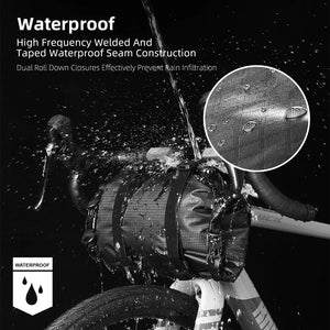 Sacoche de guidon de vélo 12L étanche avec supports de fixation pour vélo, gravel et VTT "Rhinowalk - RK9400" - Planète Rando