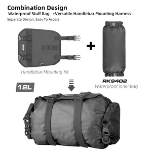 Sacoche de guidon de vélo 12L étanche avec supports de fixation pour vélo, gravel et VTT "Rhinowalk - RK9400" - Planète Rando