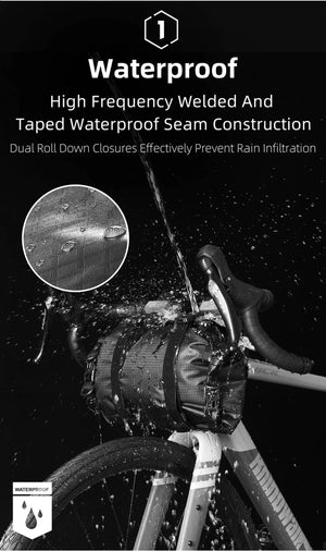 Sacoche de guidon de vélo 12L étanche avec supports de fixation pour vélo, gravel et VTT "Rhinowalk - RK9400" - Planète Rando