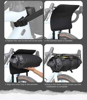 Sacoche de guidon de vélo étanche 8 - 13 L pour VTT, route, gravel, bikepacking "Rhinowalk - Wilderness BHD0011" - Planète Rando