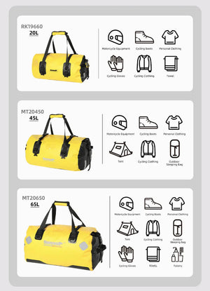 Sacoche de selle de moto 20 L/45 L/65 L, grande capacité, étanche, universelle "Rhinowalk - RK/MT series" - Planète Rando