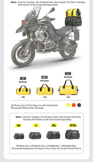 Sacoche de selle de moto 20 L/45 L/65 L, grande capacité, étanche, universelle "Rhinowalk - RK/MT series" - Planète Rando