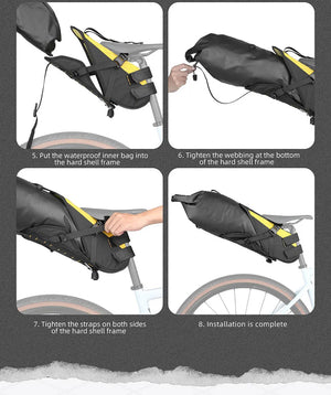 Sacoche de selle de vélo stable et résistante aux secousses pour cyclotourisme et bikepacking 14L "Rhinowalk - Wilderness" - Planète Rando