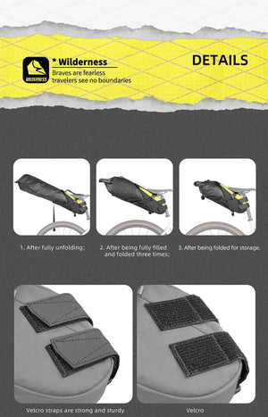 Sacoche de selle de vélo stable et résistante aux secousses pour cyclotourisme et bikepacking 14L "Rhinowalk - Wilderness" - Planète Rando