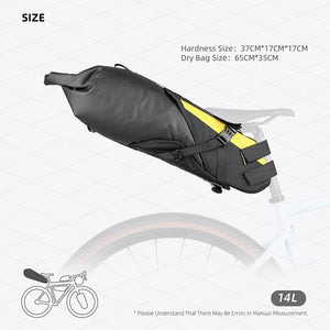 Sacoche de selle de vélo stable et résistante aux secousses pour cyclotourisme et bikepacking 14L "Rhinowalk - Wilderness" - Planète Rando