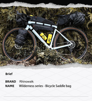 Sacoche de selle de vélo stable et résistante aux secousses pour cyclotourisme et bikepacking 14L "Rhinowalk - Wilderness" - Planète Rando