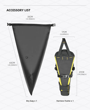 Sacoche de selle de vélo stable et résistante aux secousses pour cyclotourisme et bikepacking 14L "Rhinowalk - Wilderness" - Planète Rando