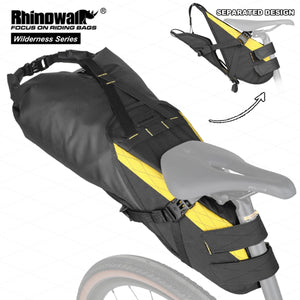 Sacoche de selle de vélo stable et résistante aux secousses pour cyclotourisme et bikepacking 14L "Rhinowalk - Wilderness" - Planète Rando
