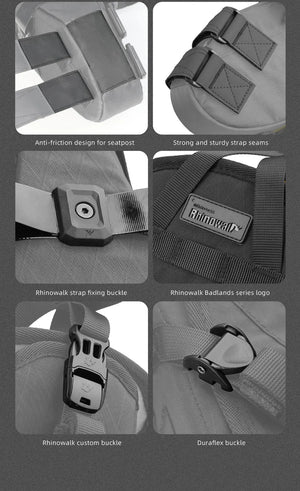 Sacoche de selle de vélo stable et résistante aux secousses pour cyclotourisme et bikepacking 14L "Rhinowalk - Wilderness" - Planète Rando