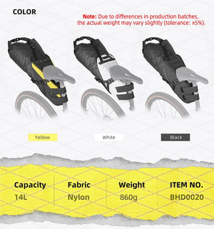 Sacoche de selle de vélo stable et résistante aux secousses pour cyclotourisme et bikepacking 14L "Rhinowalk - Wilderness" - Planète Rando