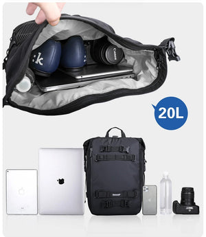 Sacoche de selle latérale multifonction avec bandoulière 100% imperméable pour moto & vélo 10 à 30L "Rhinowalk - MT216 series" - Planète Rando