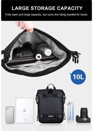 Sacoche de selle latérale multifonction avec bandoulière 100% imperméable pour moto & vélo 10 à 30L "Rhinowalk - MT216 series" - Planète Rando