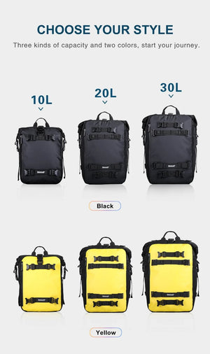 Sacoche de selle latérale multifonction avec bandoulière 100% imperméable pour moto & vélo 10 à 30L "Rhinowalk - MT216 series" - Planète Rando