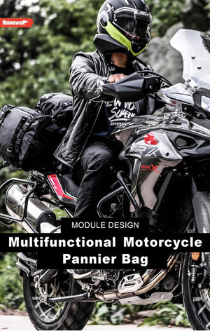 Sacoche de selle latérale multifonction avec bandoulière 100% imperméable pour moto & vélo 10 à 30L "Rhinowalk - MT216 series" - Planète Rando