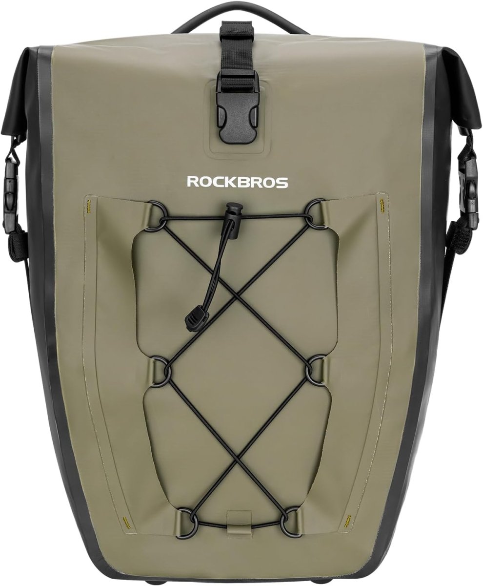 Sacoche de vélo 100% imperméable sur porte - bagages arrière avec poche filet 25L "Rockbros - AS002 - 2" - Planète Rando
